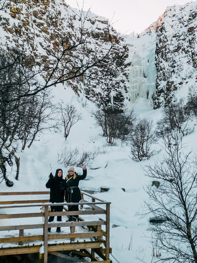 Njupeskär Wasserfall in Schweden im Winter