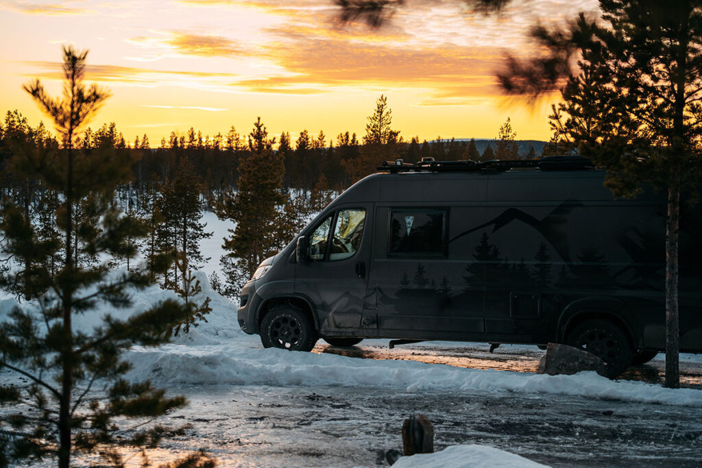 Stellplatzsuche in Schweden im Winter
